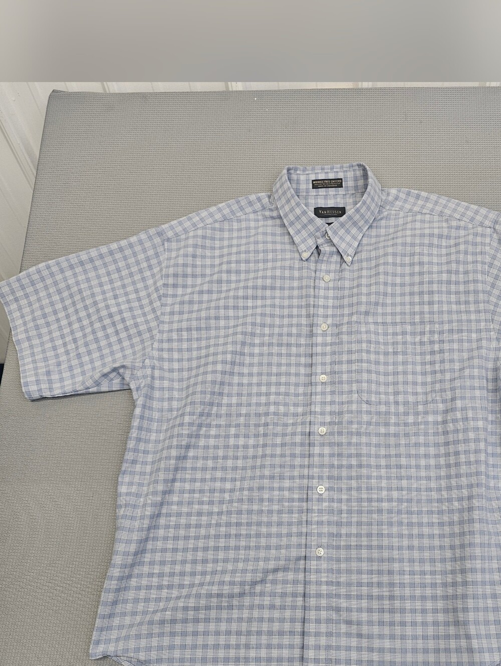 Van Heusen Light Blue Check Short-Sleeve Button-Down Shirt